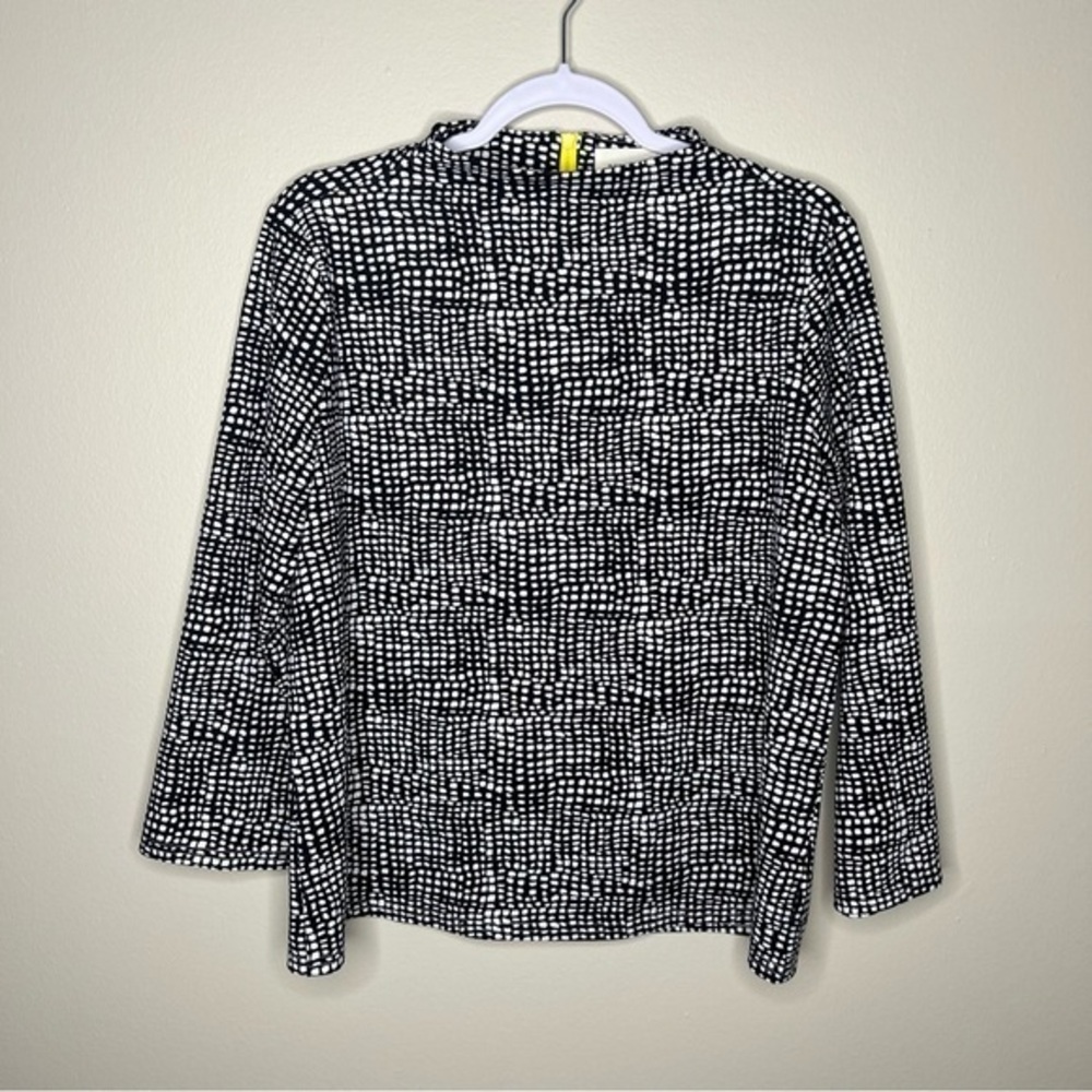 Melloday Dot Print 3/4‎ Exposed Zipper Mock Neck Top